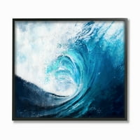 Stupell Industries Cresting oceanski talas plava plaža slika Crna uokvirena zidna Umjetnost, 30, byZiwei