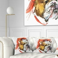 Designart Bulldog Illustration Art-jastuk za bacanje životinja-18x18