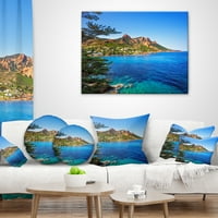 Designart Esterel Rocks Obala plaže u plavoj boji - jastuk za bacanje mora-12x20