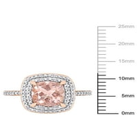 1-karatni T. G. W. Morganit i karat T. W. dijamant 14kt prsten za dvostruki Halo koktel od ružičastog zlata