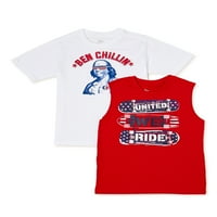 Način za proslavu dječaka Americana kratka majica sa rukavima i majica, 2 pakovanja, veličine 4-Husky