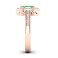 Imperial Gemstone 10k Rose Gold Marquise Cut Emerald 1 10ct TW Diamond Halo Ženski prsten