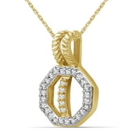 Zlatariclub Carat T. W. bijeli dijamant 14k zlato preko srebrnog osmougaonog privjeska