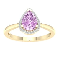 Imperial dragi kamen 10k žuto zlato kruška rez roze ametist CT TW dijamant Halo ženski prsten