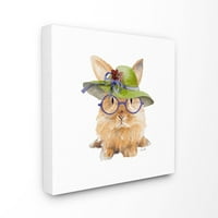 Stupell Industries smiješni šešir modni zeko životinja akvarelna slika XL platnena zidna Umjetnost Lanie