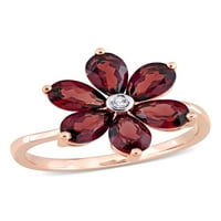 Carat T. G. W. granat i dijamant-Accent 10kt prsten za cvijeće od ružičastog zlata