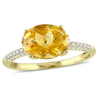 3-karatni T. G. W. citrin i karat T. W. dijamant 14kt koktel prsten od žutog zlata