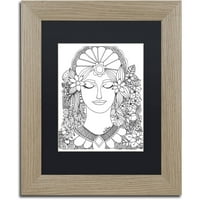 Zaštitni znak likovne umjetnosti cvjetne djevojke 15 platno umjetnost kcdoodleart crna mat, breza okvir