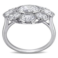 Miabella 8-karatni T. G. W. stvorio bijeli safir 10k bijeli Zlatni cvjetni prsten