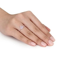 Miabella Women's 1- Carat T.G.W. Ovalni morgatit i karat T.W. Koktel prsten od 10kt-rezanog dijamanta 10kt