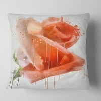 Designart Crvena ruža slika sa prskanjem - cvjetni jastuk za bacanje-18x18