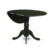 Dlen3-blk-okrugli trpezarijski stol sa dva pada i dva parson stolica sa crnom nogom i lanenom tkaninom Tamna