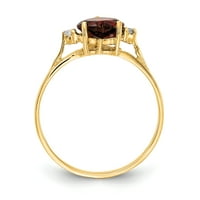 Primalni zlatni karatski žuto zlato srčani granat i dijamantni prsten