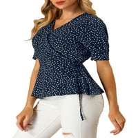 Jedinstvene povoljne ženske polka tačke sa točkicama za vezivanje struka Peplum bluze