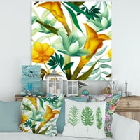 Žuto cvijeće i tropsko lišće III slika na platnu Art Print