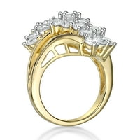 Jay Heart dizajnira srebro od srebra sa simuliranim bijelim dijamantskim koktel prstenom od 14k žutog zlata