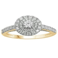 Karat TW dijamant dvostruki okrugli oreol zaručnički prsten 14K žutog zlata