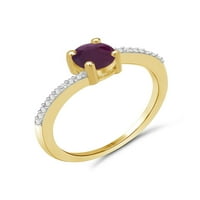 JewelersClub Ruby Prsten Birthstone Nakit-0. Karat Ruby 14k pozlaćeni srebrni prsten nakit sa bijelim dijamantskim naglaskom-prstenovi od dragog kamenja sa hipoalergenom 14k pozlaćenom srebrnom trakom