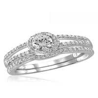 DIAMONICE 0. Sterling srebrna 1. Carat Bijeli kubni cirkonijski prsten za žene