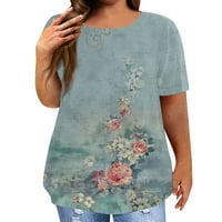 Ženske modne vrhove majice kratkih rukava O izrez Tunic Ispis ljetna majica bluza