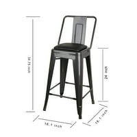 Dizajn grupa Counter visina visoke leđa metalne stolice sa crnim Vegan kože sjedište, pištolj siva, Set 2