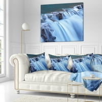 Designart Fantastic Blue Water Cascade-pejzažni štampani jastuk - 16x16