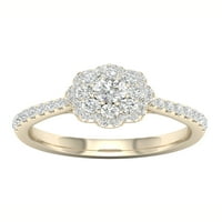 Imperial 3 4ct TDW Diamond 14k zaručnički prsten sa cvijetom od žutog zlata