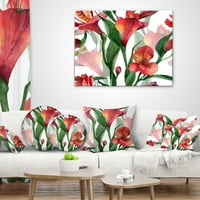 Designart crveni cvjetni uzorak Art - jastuk za bacanje cvijeća-16x16