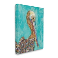 Stupell Industries lijepa Pelican Bird Vivid Collaged Patterns Dizajn slika Galerija umotano platno print