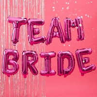 Ginger Ray Team Bride Balloon Bunting Banner, Hot Pink, 16in slova