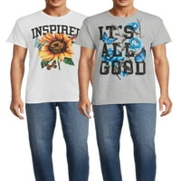 Inspirisan Sunflower & sve je to dobro kratke rukave muške grafičke majice, 2 pakovanja