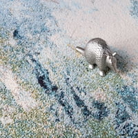 Jedinstvena loom Avalon hromatska prostirka plava siva 4 '1 Okrugli apstraktni primorski savršeni za trpezariju