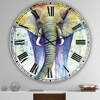 Designart' Elephant Colors ' Predimenzionirani Zidni Sat Za Vikendicu