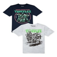 Tinejdžerske mutantne Ninja kornjače dječaci grafičke majice sa kratkim rukavima, 2 pakovanja, veličine XS-XXL