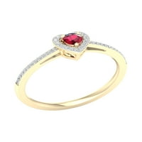 Imperial dragi kamen 10k žuto zlato okrugli rez Ruby CT TW dijamantski srčani oblik Halo ženski prsten