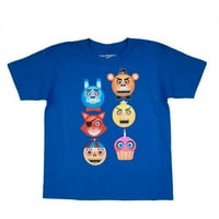 Pet noći na Freddy's Emoji inspirisanim licima Kraljevsko plava pamučna majica, veličine 4-16