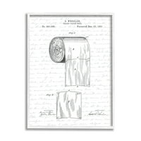Stupell Industries rolna toaletnog papira patentirani crno-bijeli dizajn kupatila, 20, dizajn sa slovima
