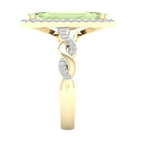 Carski dragi kamen 10k žuto zlato smaragdno rezani zeleni ametist CT TW dijamantski Halo ženski prsten