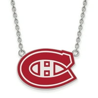 Logoart Sterling Silver Rhodium-popisani NHL Montreal Canadiens Veliki privjesak za emajl sa ogrlicom