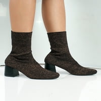 Prirodni povjetarac ženske rastezljive čarape za pletenje čizme s visokom petom u smeđoj boji