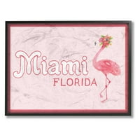 Kolekcija dekora Stupell Home Miami Florida Flamingo uokvireno giclee Textizirane zidne umetnosti