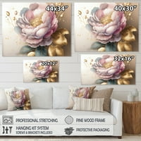Designart Pink i Gold Camellia cvijet II platno zid Art