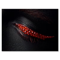 PROIZVODNJA Prekrasna crna koža ženskog oka sa crvenim dijamantima moderna platna na zidnoj umjetnosti