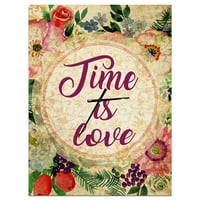 Designart 'Time is Love Pink Floral' Vintage zidni sat