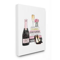 Stupell Industries modni dizajner cipele za vino Bookstack Pink akvarel platnena zidna Umjetnost Amande Greenwood