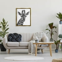 Stupell Industries žirafa gleda Divlje životinje portret fotografija metalik zlato plutajući uokvireni platno