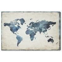 Wynwood Studio Maps and Flags Wall Art Canvas Prints 'Mapamundi New Worlds' World Maps-plava, bijela