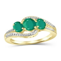 JewelersClub Emerald Ring Birthstone Jewelry-1. Karatni smaragdni 14k pozlaćeni srebrni prsten nakit sa bijelim